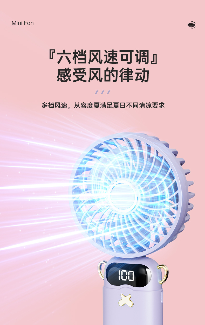 DS68 Foldable Handheld Fan with Digital Display & Aromatherapy — detail 5