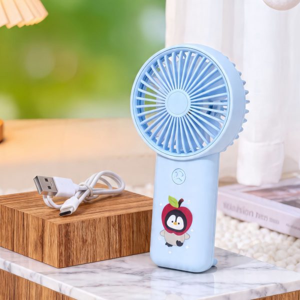 USB Rechargeable Cartoon Handheld Fan with Carry Loop and 3 Speeds