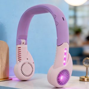 Purple and Pink (LP910) color-block neck fan with lights