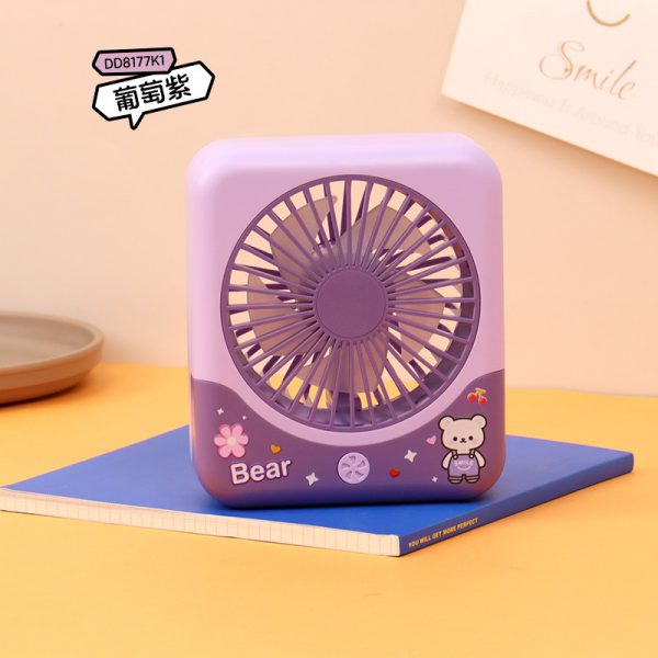 Rechargeable Mini Square Fan with 3 Speeds and Light