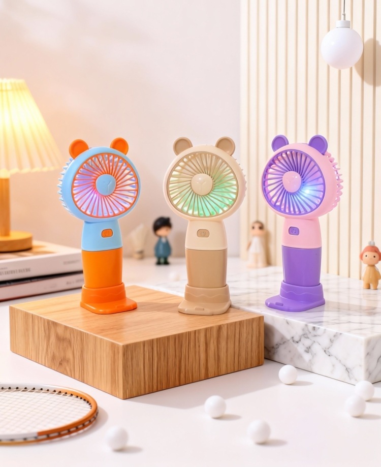 Portable USB Rechargeable Mini Fan - Color & Character Styles — detail 2