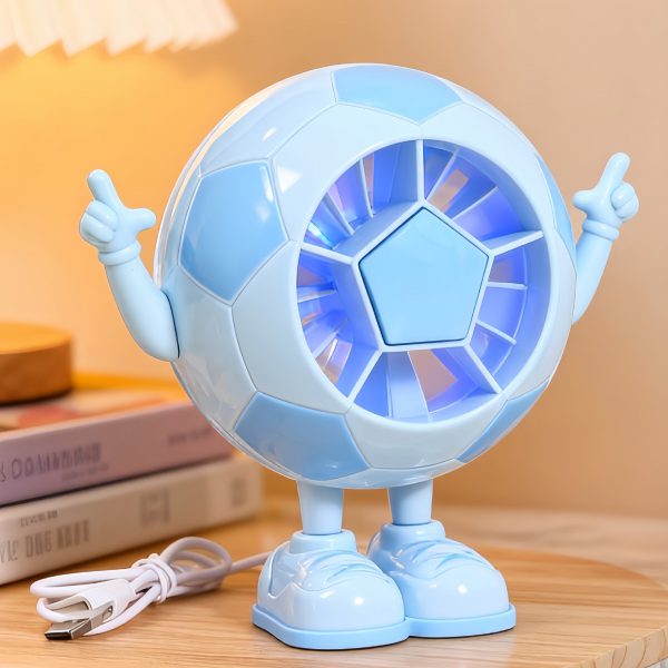 Blue football model a rechargeable desktop fan