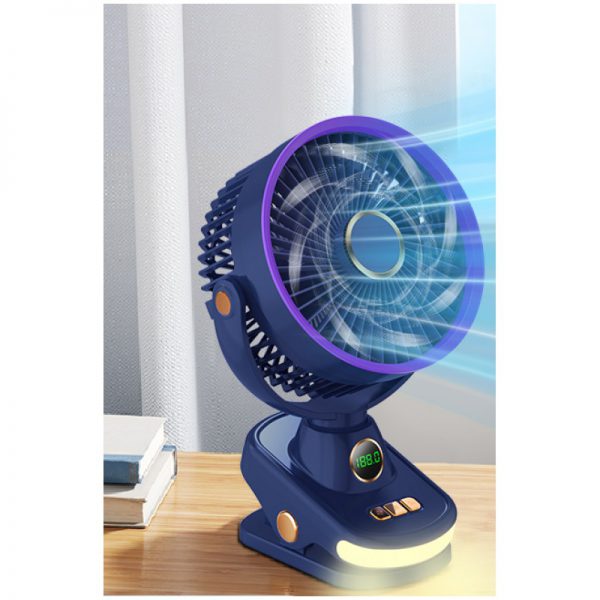 5-Speed USB Rechargeable Desk Fan with Digital Display