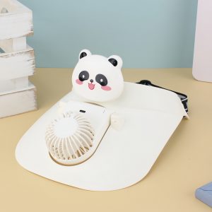 White - Panda USB rechargeable fan visor hat with adjustable fan angle