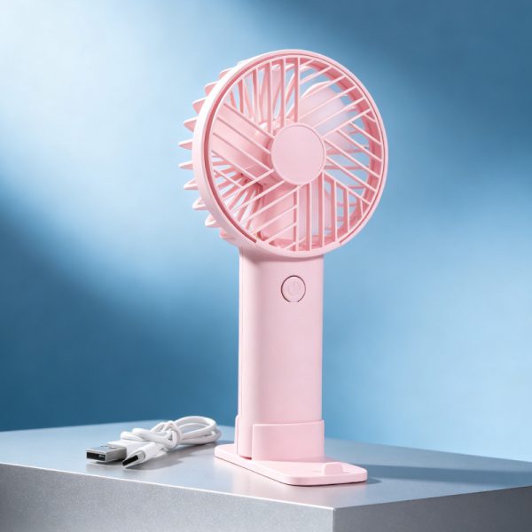 Pink (Simple) USB rechargeable mini handheld fan