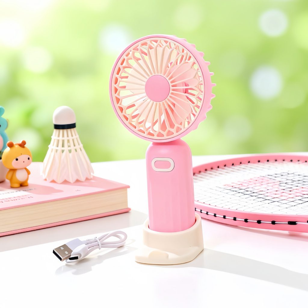 Rechargeable Color Block Mini Handheld Fan with 3 Speeds