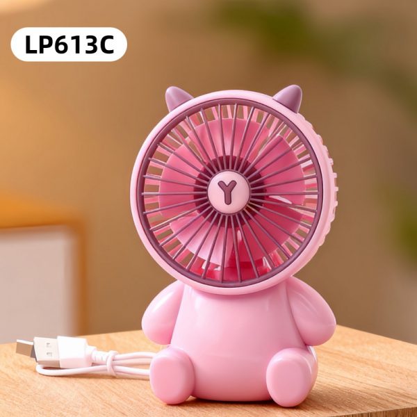 Pink - Cat animal-ear USB rechargeable three-speed mini fan
