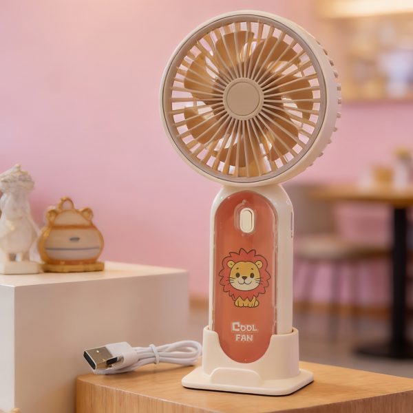 Apricot (Lion) USB rechargeable cartoon handheld fan